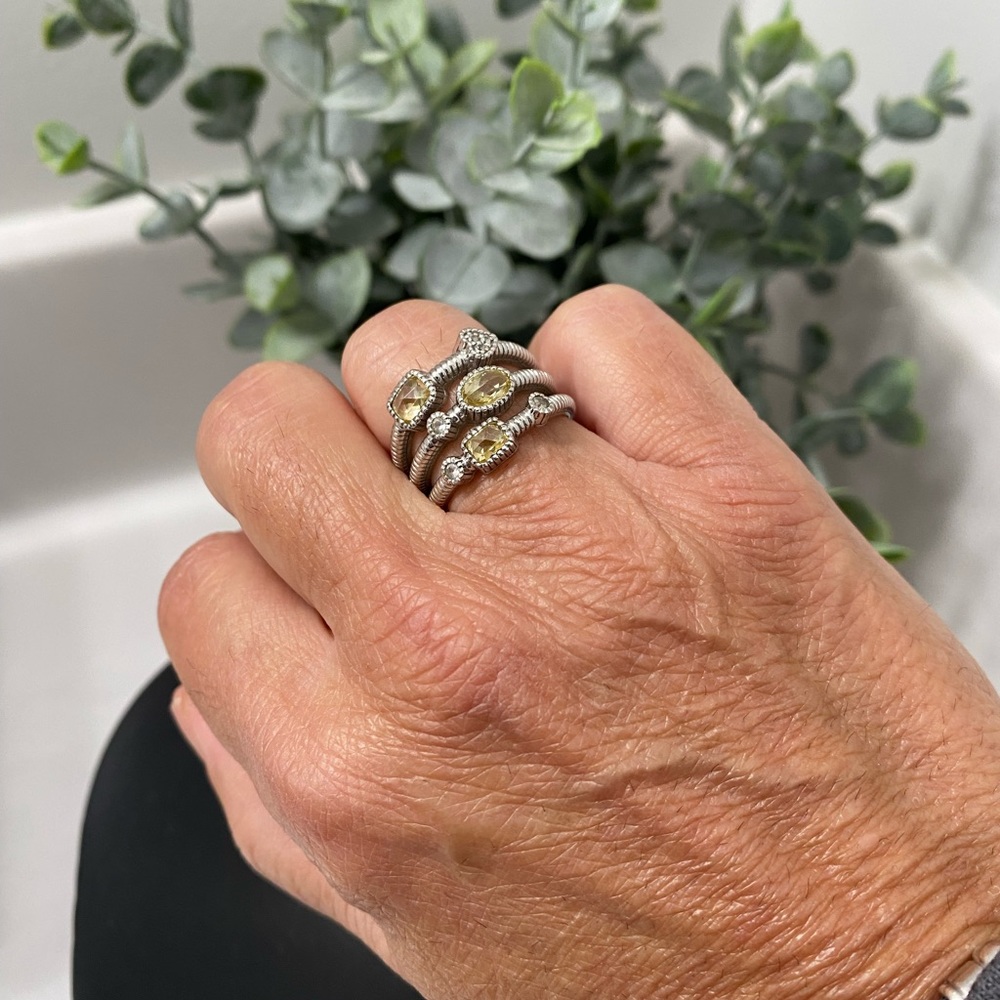 Judith Ripka Sterling Silver Three Row Band - Picture 2 of 12
